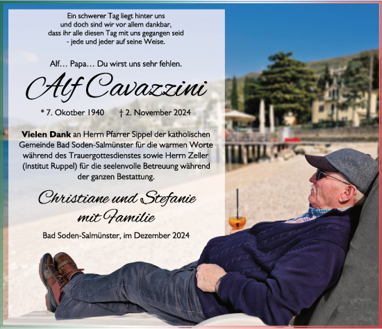 Traueranzeige von Alf Cavazzini von FZ