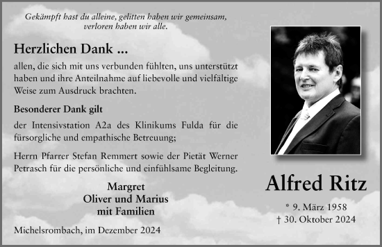 Traueranzeige von Alfred Ritz von FZ
