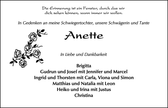 Traueranzeige von Anette  von FZ