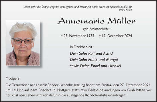 Traueranzeige von Annemarie Müller von FZ