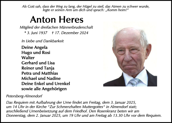 Traueranzeige von Anton Heres von FZ