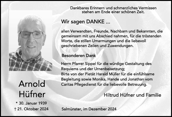 Traueranzeige von Arnold Hüfner von FZ