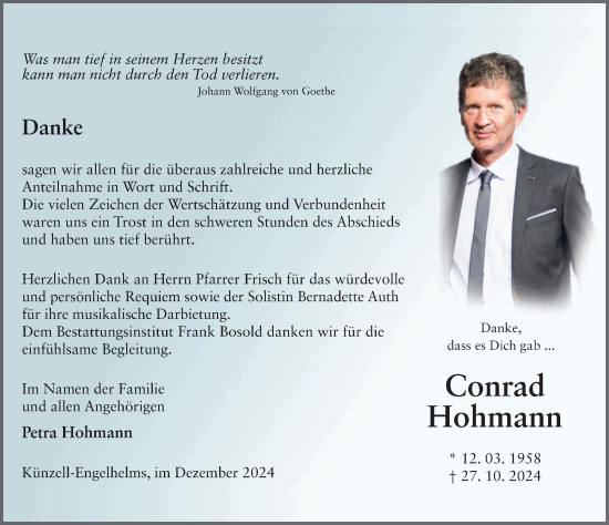 Traueranzeige von Conrad Hohmann von FZ