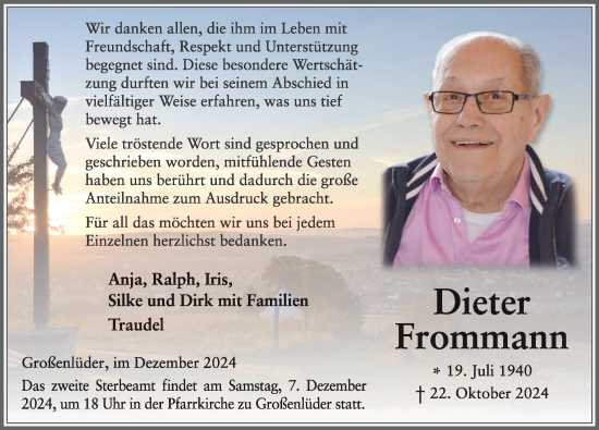 Traueranzeige von Dieter Frommann von 1