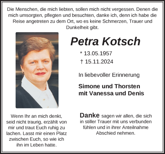 Traueranzeige von Petra Kotsch von FZ