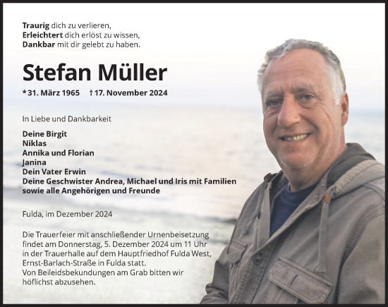 Traueranzeige von Stefan Müller von FZ
