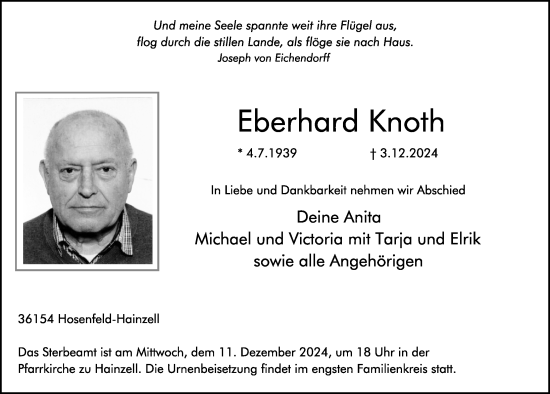 Traueranzeige von Eberhard Knoth von FZ