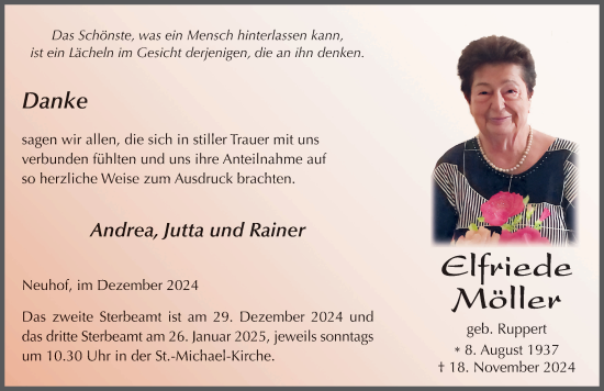 Traueranzeige von Elfriede Möller von FZ