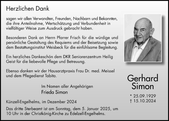 Traueranzeige von Gerhard Simon von FZ