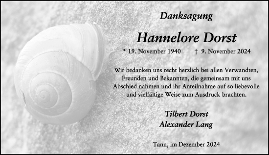 Traueranzeige von Hannelore Dorst von FZ