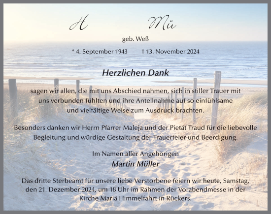 Traueranzeige von Hannelore Müller von FZ