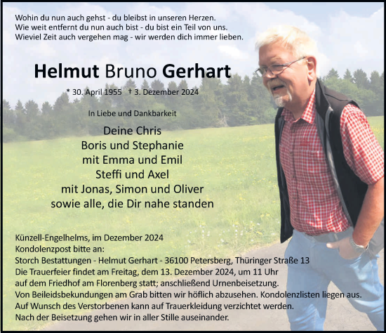 Traueranzeige von Helmut Bruno Gerhard von FZ