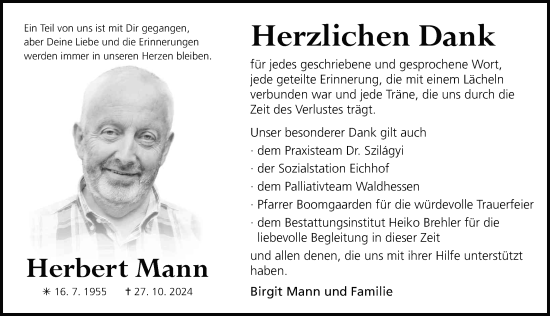 Traueranzeige von Herbert Mann von FZ