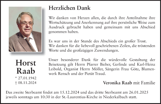 Traueranzeige von Horst Raab von FZ