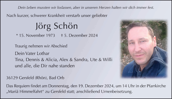 Traueranzeige von Jörg Schön von FZ