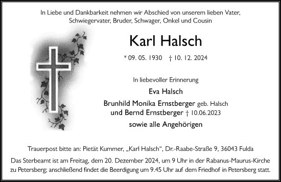 Traueranzeige von Karl Halsch von FZ
