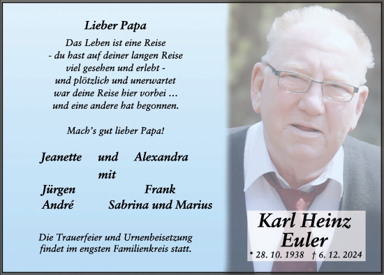 Traueranzeige von Karl Heinz Euler von FZ