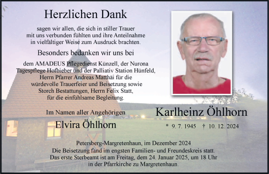 Traueranzeige von Karlheinz Öhlhorn von FZ