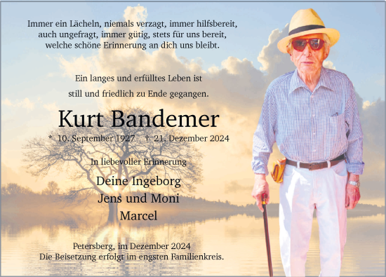 Traueranzeige von Kurt Bandemer von FZ