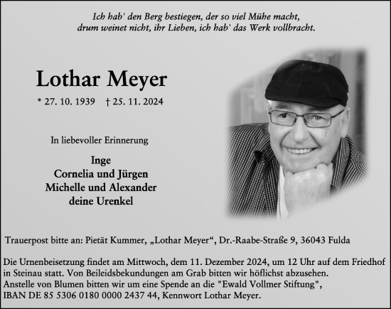 Traueranzeige von Lothar Meyer von FZ