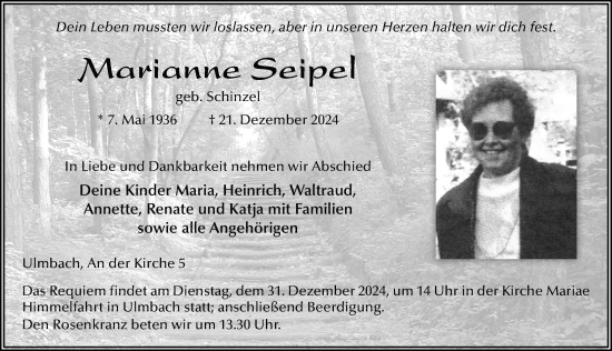 Traueranzeige von Marianne Seipel von FZ