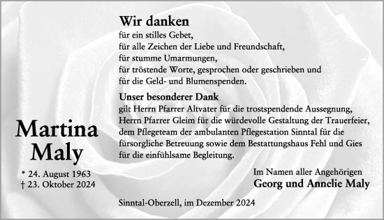 Traueranzeige von Martina Maly von FZ