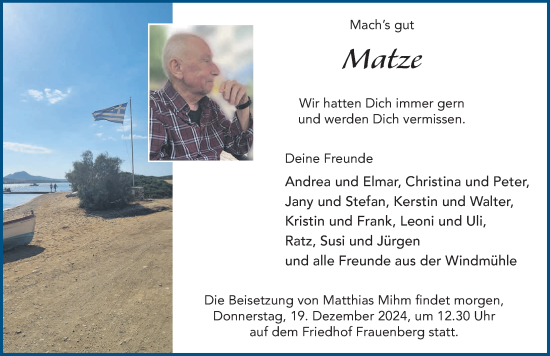 Traueranzeige von Matthias Mihm von FZ
