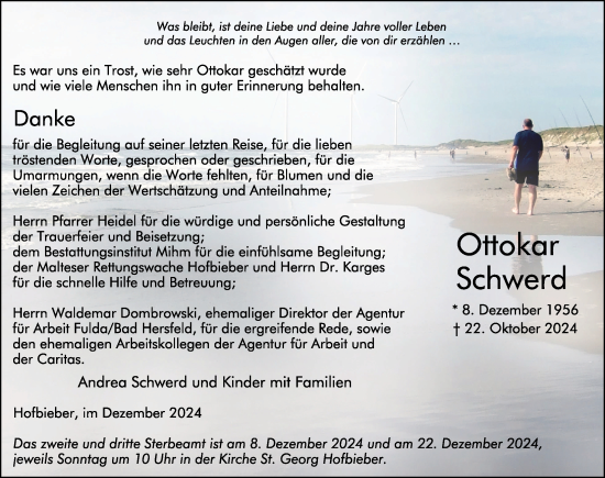 Traueranzeige von Ottokar Schwerd von 1