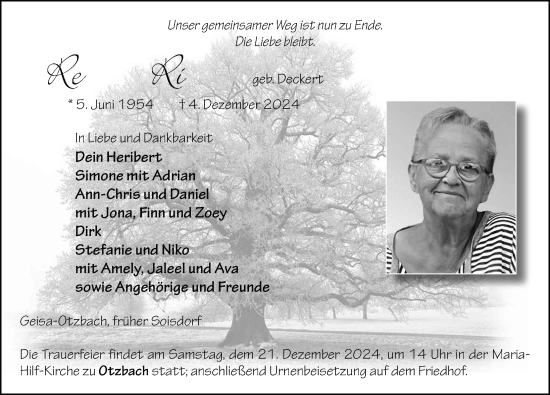 Traueranzeige von Regina Rippert von FZ