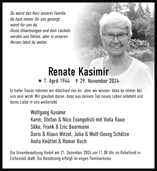 Traueranzeige von Renate Kasimir von FZ