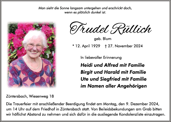 Traueranzeige von Trudel Rüllich von FZ