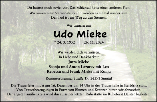 Traueranzeige von Udo Mieke von FZ