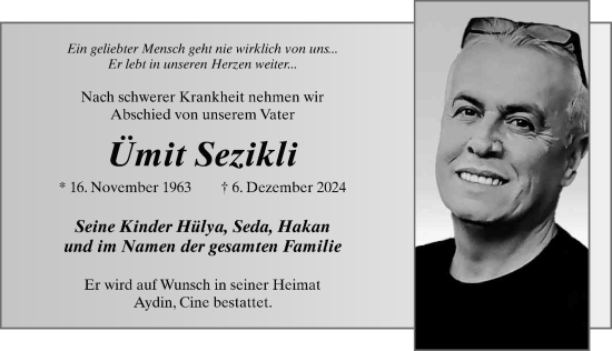 Traueranzeige von Ümit Sezikli von FZ