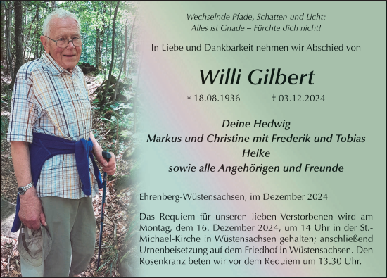 Traueranzeige von Willi Gilbert von FZ