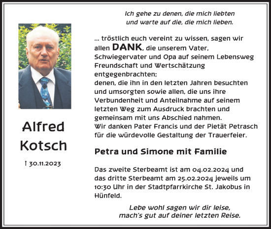 Traueranzeige von Alfred Kotsch von FZ