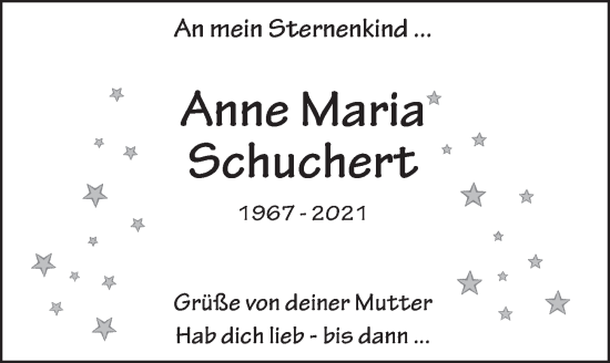 Traueranzeige von Anne Maria Schuchert von FZ
