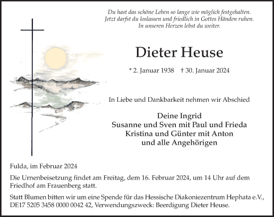 Traueranzeige von Dieter Heuse von FZ