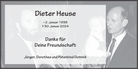 Traueranzeige von Dieter Heuse von FZ