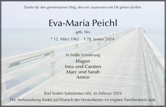 Traueranzeige von Eva-Maria Peichl von FZ