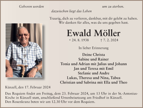 Traueranzeige von Ewald Möller von FZ