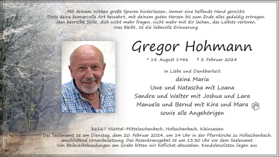 Traueranzeige von Gregor Hohmann von FZ