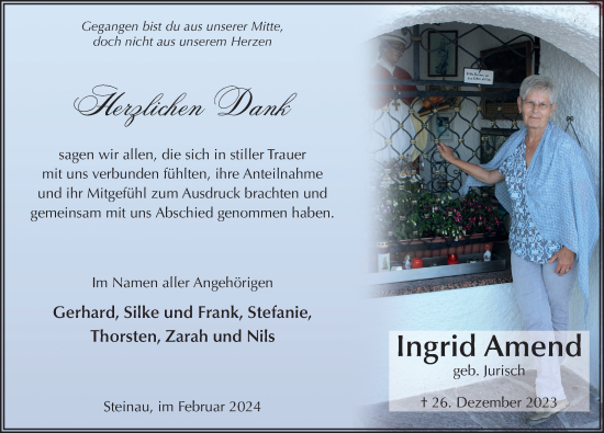 Traueranzeige von Ingrid Amend von FZ