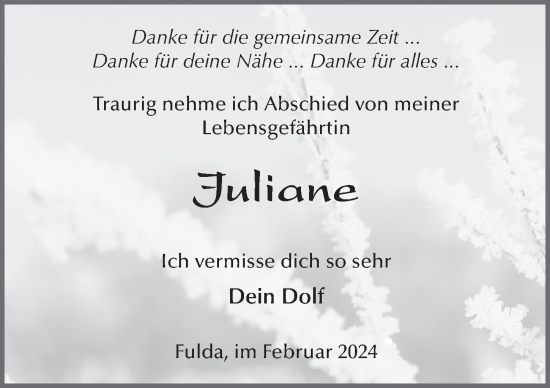 Traueranzeige von Juliane Groß von FZ
