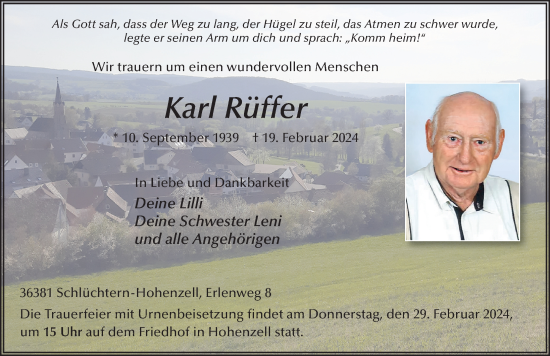 Traueranzeige von Karl Rüffer von FZ