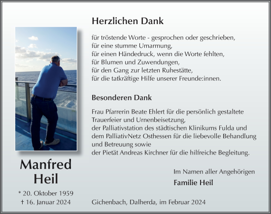 Traueranzeige von Manfred Heil von FZ