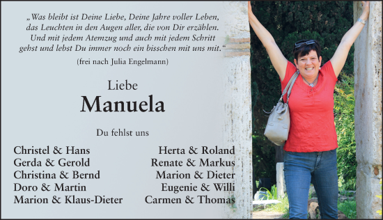 Traueranzeige von Manuela Roth von FZ