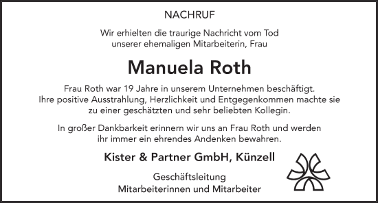 Traueranzeige von Manuela Roth von FZ