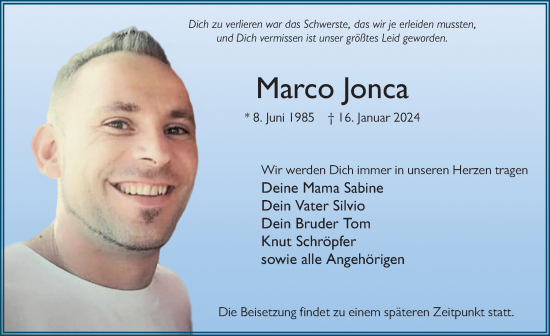 Traueranzeige von Marco Jonca von FZ