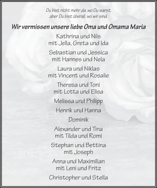 Traueranzeige von Maria Süss von FZ