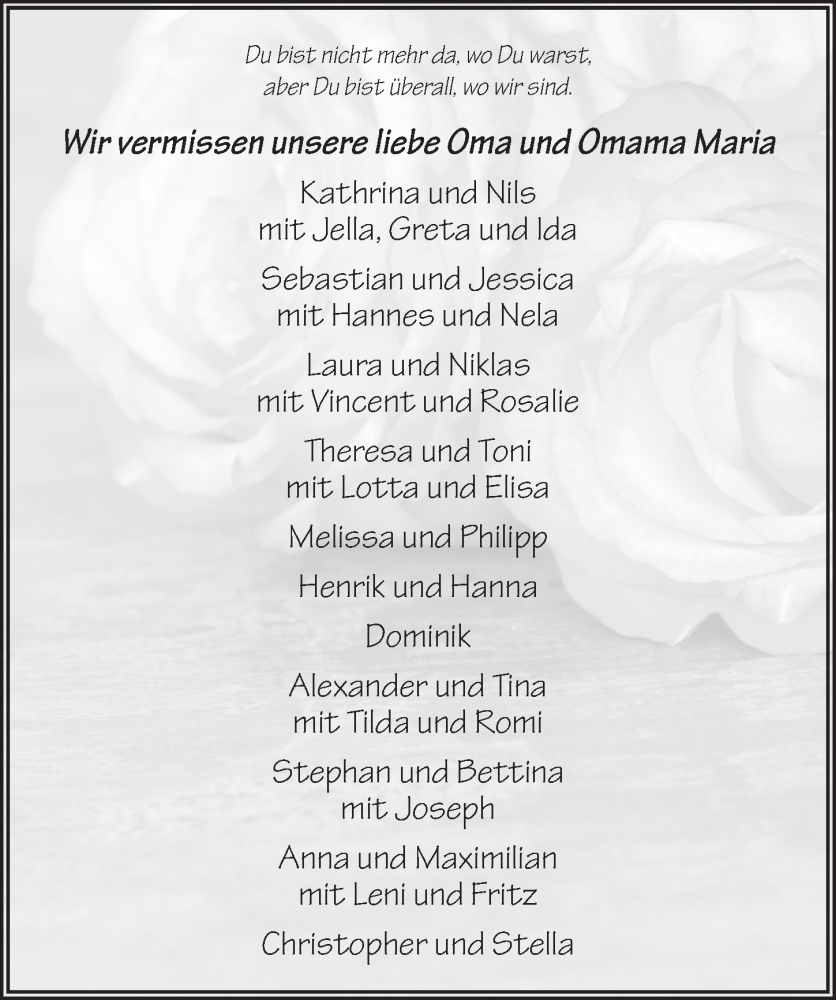  Traueranzeige für Maria Süss vom 08.02.2024 aus FZ